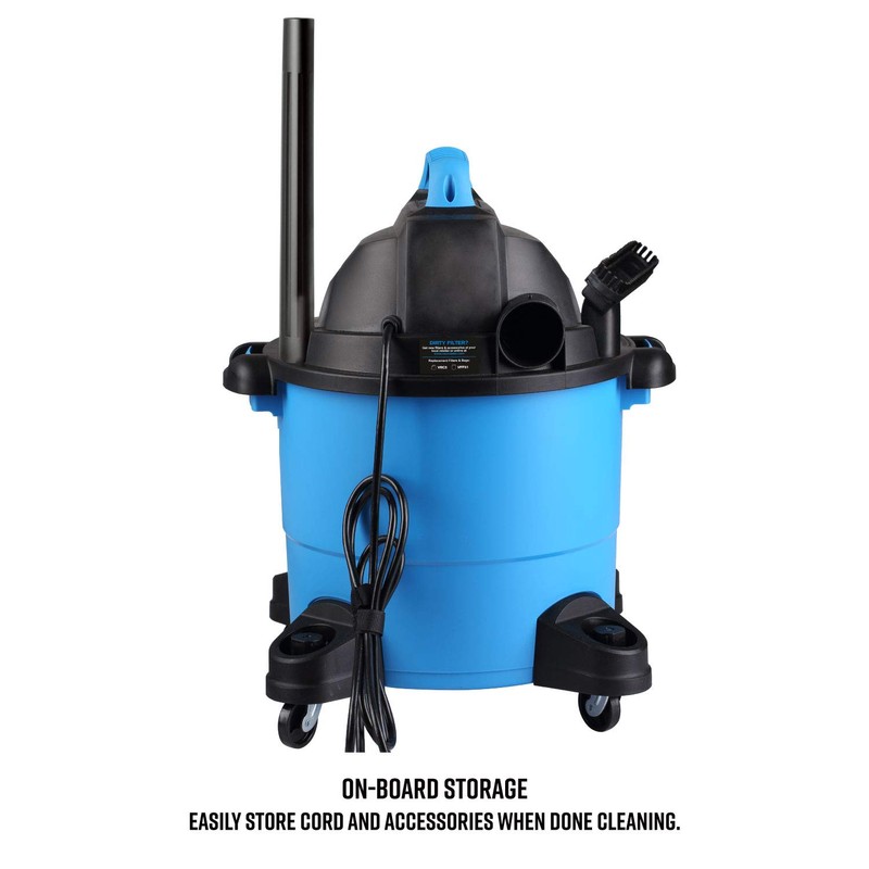 Vacmaster VJC507P 5-Gallon* 3 Peak HP** Wet/Dry Shop Vacuum, Blue,