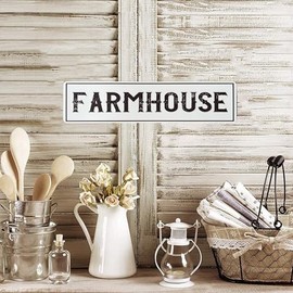 Farmhouse Metal Tin Sign (4''x16''), Vintage Wall Art Plaque - Waterproof & Dustproof for Home, Restaurant, and Bar Decor