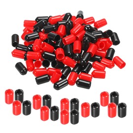 MECCANIXITY 100pcs Rubber End Caps Cover Assortment 8mm PVC Vinyl Screw Thread Protector for Screw Bolt Black Red