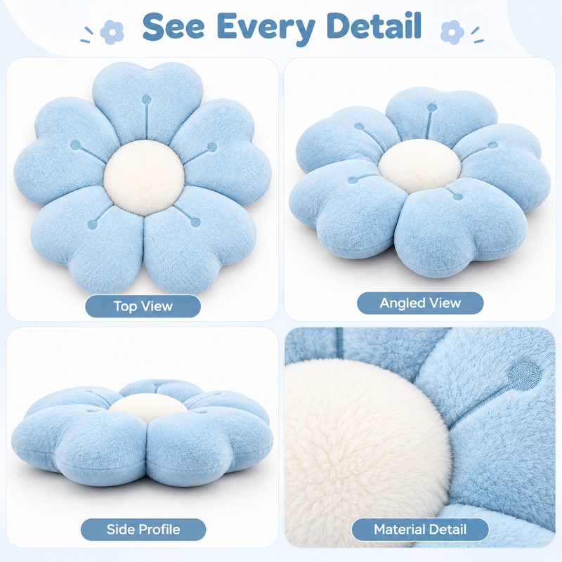 Flower-Shaped Plush Throw Pillow for Sofa and Bed – Soft