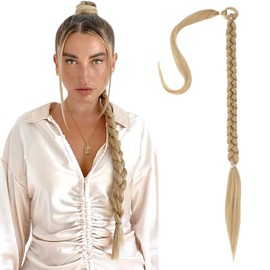 Long Ponytail Extension, 60cm Long Braided Ponytail with Tie Ponytail Long Hair, Synthetic Ponytail Extension-B
