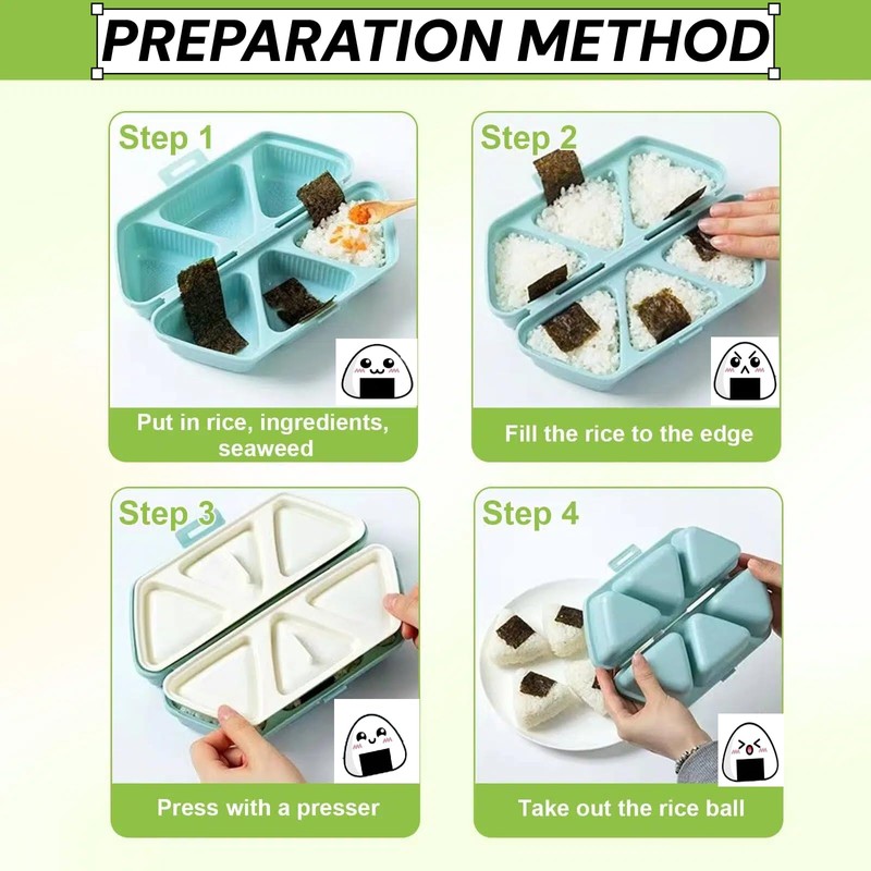 6 in 1 Triangular Onigiri Moulds, DIY Rice Ball Mould