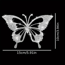 2PCS Sparkling Butterfly Self-Adhesive PVC Rainbow Glittery Decal Sticker for Cars, Laptops, Trucks, Motorcycles Wall Window Luggage Scratch Cover Door Multi-Surface Decor Sticker