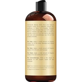 Handcraft Blends 100% Pure Castor Oil - Huge 16 OZ - All Natural Premium Quality "Moisturizes & Protects Dry Skin" Used for Hair Growth, Eyelashes, Jo