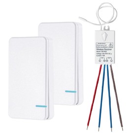 Thinkbee 3 Way Wireless Switch and Receiver Kit, Dual Control Push-Button No Wiring, Wireless Panel Switch, No WiFi Needed, Waterproof Remote Light Switch for House Lamp Led(2 switches 1 Receiver kit)