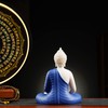 Houlu Blue Buddha Statue and Circle LED Table Lamp, Ceramic