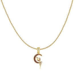 MARLION JEWELS Necklace for women in 925 silver crescent moon with a fairy. Silver chain for women ideal as a gift. Necklace for women. Jewellery for women, Gold - silver