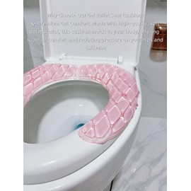 Gel Toilet Seat Cushion - Portable and Washable - Universal padded toilet seat for Standard U Shape Toilet Seats -Adhesive Toilet Seat Cushion for Women Seniors(Pink)