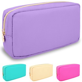 izuzta Organizador de bolsa de maquillaje de nailon, bonita bolsa de viaje para cosméticos, Púrpura, Pequeño