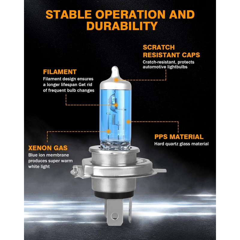 NSDXCT A Pair H4 High Performance Headlight Bulbs Fit For