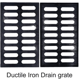 MASSLUNT Cast Iron Drain Grate, 20x12 Outdoor Drain Cover, A Class Sewer Grate, Durable Heavy Duty Channel Grate, Black Rectangle Drainage Grate for Driveway, Concrete, Yard, Garage (19.7x11.8)