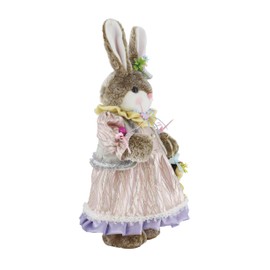 19" Whimsical Wreath Brown Bunny Rabbit Spring Easter Collectible Home Décor Figurine Decoration 402008