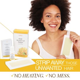 GiGi Hair Removal Wax Strips for Body - Pre-Waxed with GiGi All-Purpose Honee Formula, Waxing Kit For Women, 12 Strips + After Wax Lotion