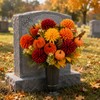 BobbleT 15 Pcs Fake Artificial Fall Mums with Pumpkin Picks,Faux
