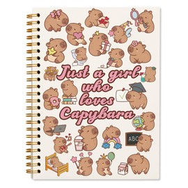 WXHUM Cute Preppy Capybara Spiral Notebook Journal, Capybara Gifts for Women, Just a Girl Who Loves Capybaras Girly Aesthetic Notebooks Journals for Work School Note Taking, 5.5x8.3