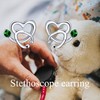 Nurse Earrings 925 Sterling Silver Stethoscope Studs Earrings with Emerald