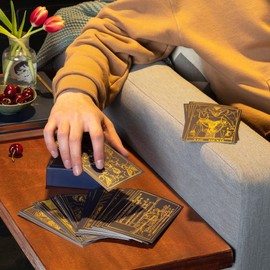 Eccolo Large Tarot Deck, 78 Cards in Carrying Box - Large Size Cards 6.3-x-3.5-inch with Rich Illustrations