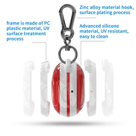 Compatible Powerbeats Pro Case Cover, Full Protective Shockproof Anti-Slip Silicone Case for Beats Powerbeats Pro (White Edge+Red)