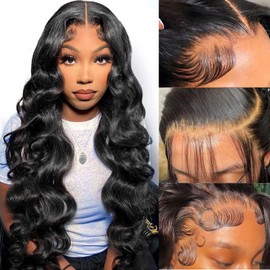 Violly Body Wave Lace Front Wigs Human Hair 180% Density 13x4 HD Lace Frontal Wigs for Black Women Human Hair Lace Front Wigs 9A Glueless Wigs Human Hair Pre Plucked with Baby Hair Natural Black