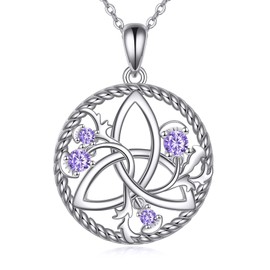 CRMAD Celtic Necklace for Women Trinity Knot Scottish Thistle Pendant Irish Jewelry Gifts for Women