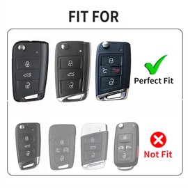 T-carbon Key Fob Cover Fits VW Volkswagen MK7 Golf R GTI Polo Jetta Taos Toledo Passat Altea Amarok CC 2021;Carbon Fiber Key Shell Fits Skoda Kodiaq Cupra Leon 2019 Smart Romote Accessories Black