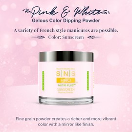SNS Healthy Natural Nails SNS Nail Dip Powder, Gelous Color Dipping Powder - Sunscreen (Natural/Nudes, Sheer), PWSUN04 - Long-Lasting Acrylic Nail Color & Polish Lasts 14 Days - Odor-Free & No UV Lamp - 4 Oz