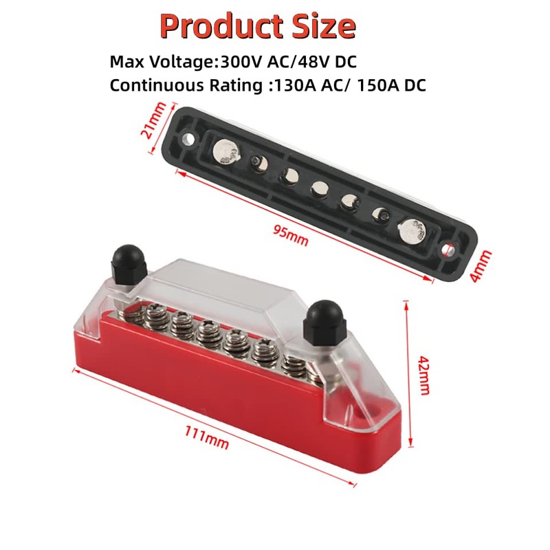 6 Bus Bar Terminals, 2 Pack 150A Distributor Block, DC