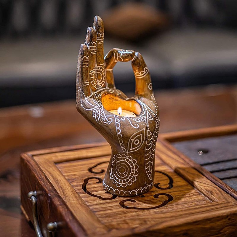 Buddha Yoga Candle Holder Resin Decorations Desktop Candle Decor Family