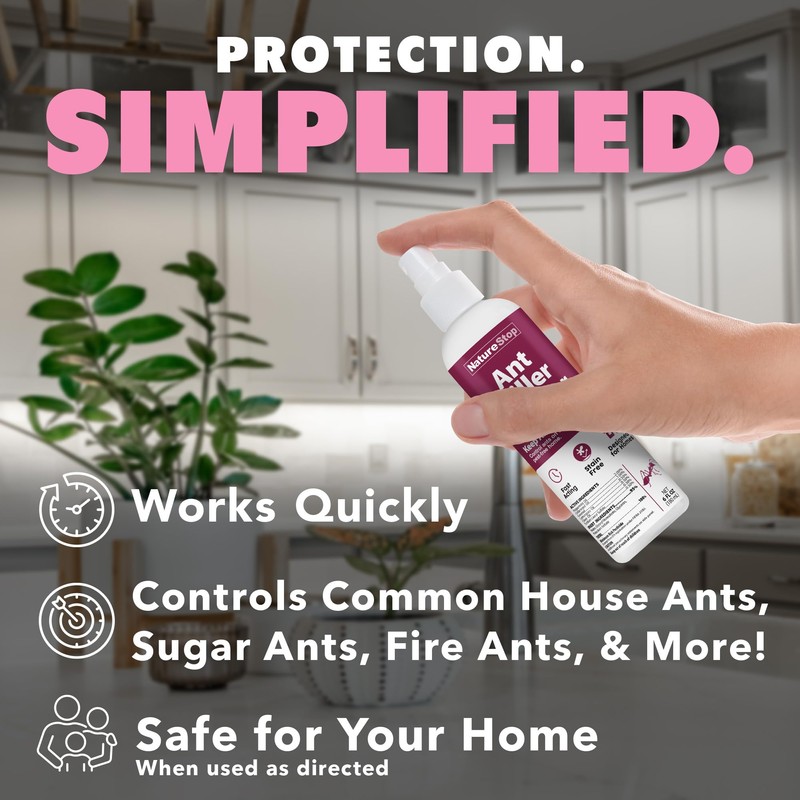 NatureStop Ant Killer Spray for Indoor Use, Fast-Acting Ant Control,