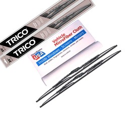 Wiper Blades Set for 2001 Ford F350 F-350 Super Duty Driver/Pass Trico Steel Wipers Set of 2 Bundled with MicroFiber Interior Car Cloth