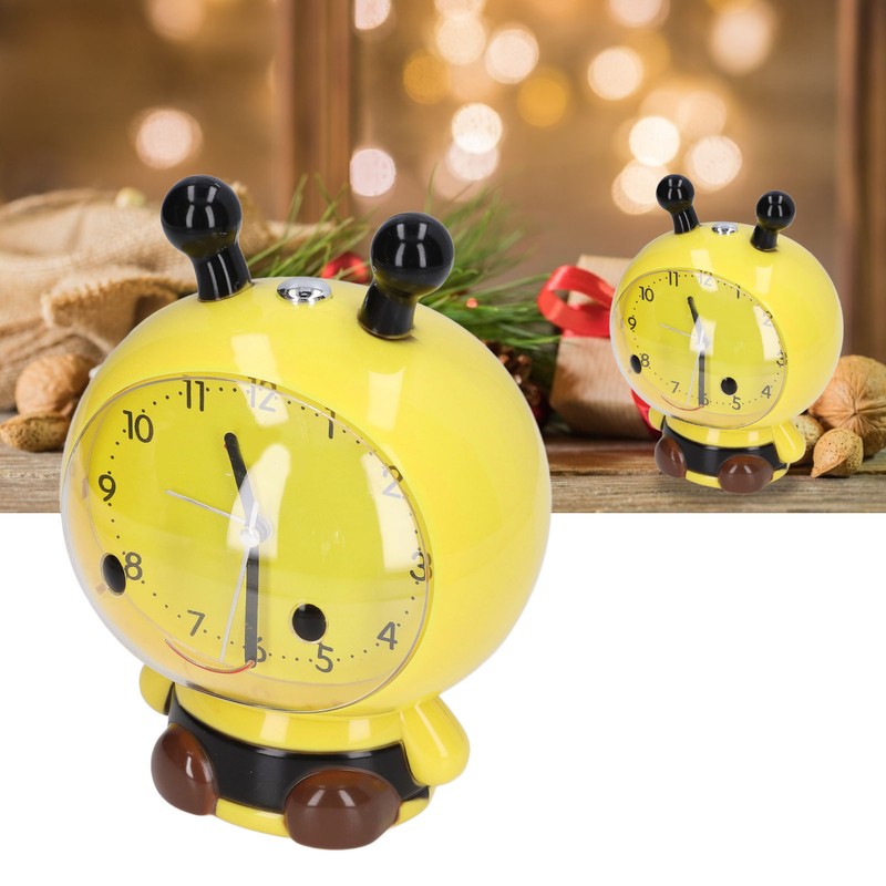 Alarm Clock Cute Cartoon Safe Use Silent Tick Light Weight