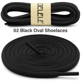 DELELE Oval Athletic Shoelaces Half Round Shoe Laces Black 2 Pair 39.37"
