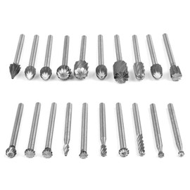 Kimlonton Rotary File 0.1 inch (3.175 mm) Shaft, 20 Piece Set Tungsten Bars, Rotor Bits, Carbide Bars, High Speed Steel, For Carving, Cutting, Polishing, Woodworking Tools
