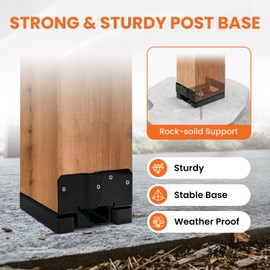 EONECROSS 1PCS 6x6 Post Base for Concrete Heavy Duty Black E-Coated 6x6 Post Bracket Anchor Adjustable Base with 1" Standoff for Deck Pergola Patio Gazebo Porch (Included Screws)