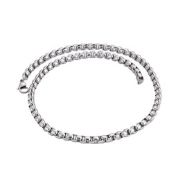 Flat Box Chain for Men Women Stainless Steel Chain Necklace for Boys 17.5/23.5 In 6mm Box Chain Necklace（silver-60cm）