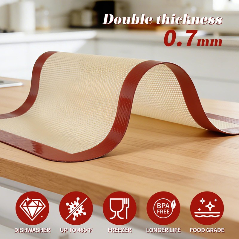 LuxDuo Silicone Baking Mat Set of 6, Non Stick Food