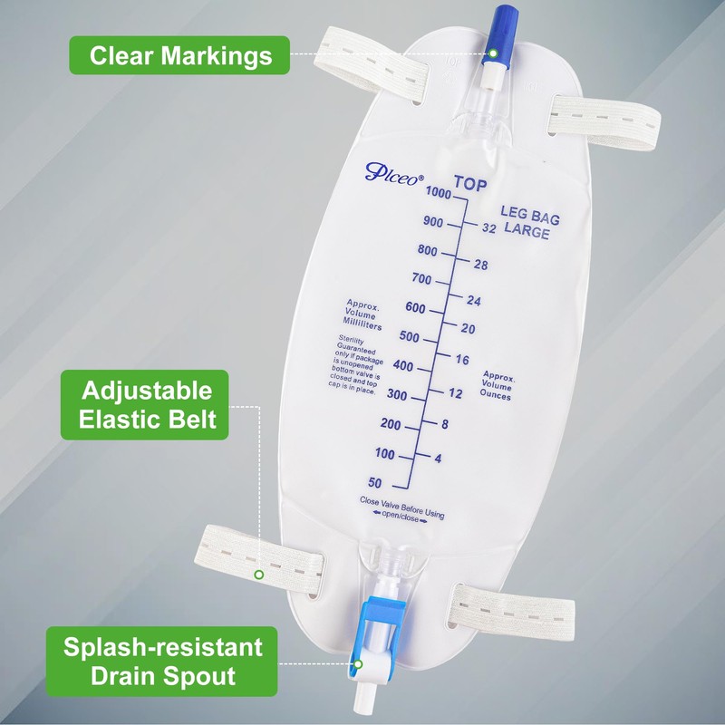 Easy-Tap Leg Bag Urinary Drainage Bag, 1000ml, Anti-Reflux Valve, Cloth