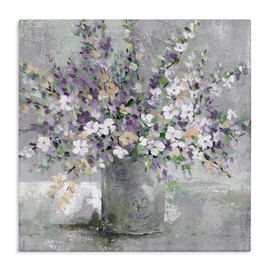 Stupell Industries Blossoming Aster Flower Bouquet Soft Purple Bouquet Painting Canvas Wall Art, Design by Carol Robinson, 17 x 17