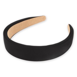 CURASA Black Satin Headband Plain Wide Thick Headbands for Women Non Slip Soft Hair Bands Black Head Band For Girls