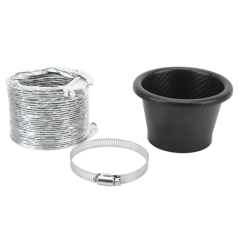Turbo Air Intake Pipe Funnel Kit Universal Rubber Carbon Fiber