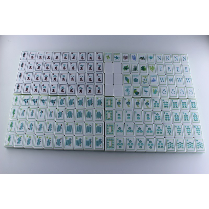 4-Layer Engraved American Mahjong Set, Boutique 160-Tile Mint Marbled Edition,