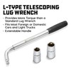 Powerbuilt Sliding Extending Lug Wrench with Double-Side Lug Nut Sockets,