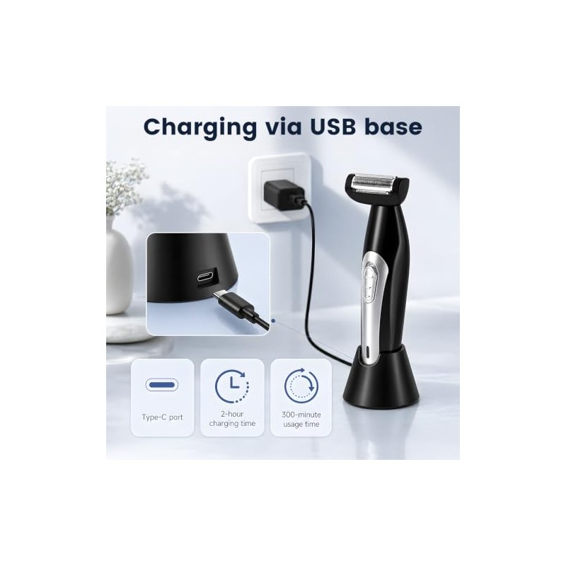 Mens Back Shaver with Long Handle, Multifunctional Cordless Back Shavers