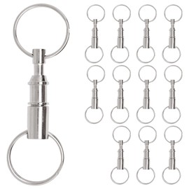 YuGtcen 12 pcs Quick Release Keychain, Detachable Key Ring Quick Releasee Pull Apart Key Ring Dual Split Snap Lock Holder Double Spring Keychain Clip (Silver)