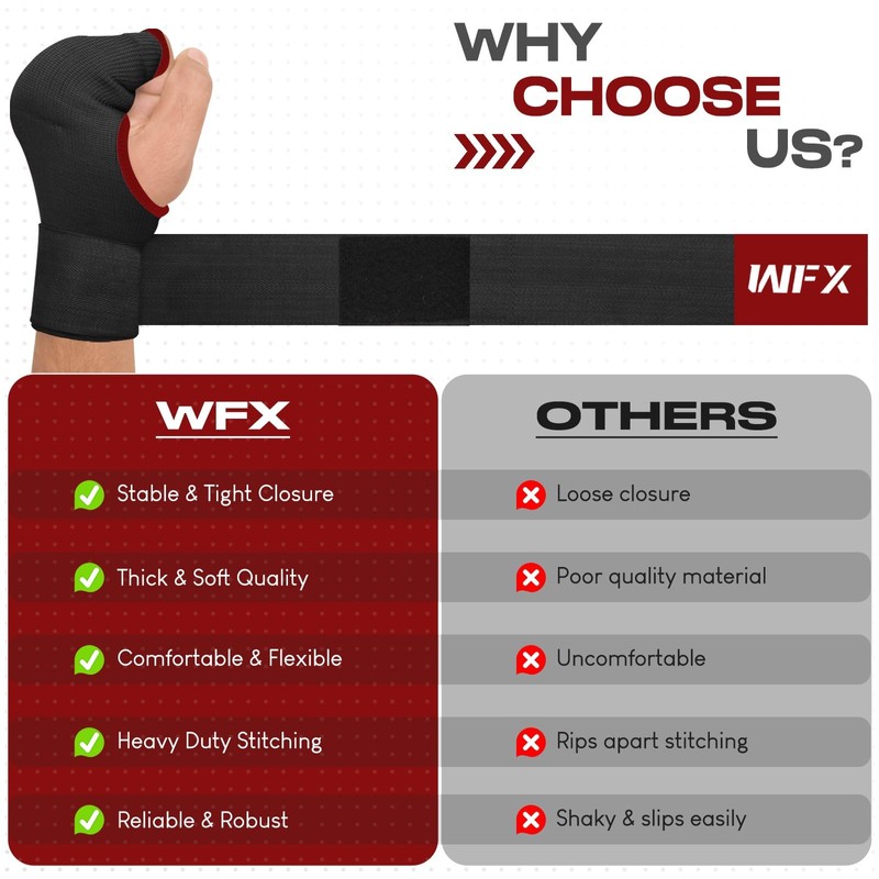 WFX Kids Junior Boxing Hand Wraps Inner Gloves Gel Padded