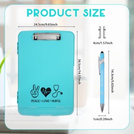 Chiisong Nurse Gift Clipboard Foldable with Storage, A4 Heavy Duty Storage Clipboard with Pen Holder Thin Clip, Appreciation Gift for Students Nurse Week