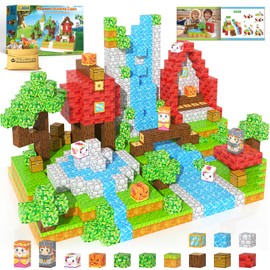 Magnetic Blocks - Build Mine Magnet World Set for Kids Age 3-5 6-8, STEM Sensory Toys for Toddlers, Gifts for 3+ Years Old Girls & Boys, 1" Magnet Cubes, Classroom Must Haves, and Sensory Outdoor Toys