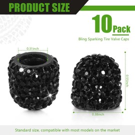 WSSROGY 10 Pack Bling Car Tire Valve Stem Cap Cover Universal for Car Truck Bike Motorcycle (Black)