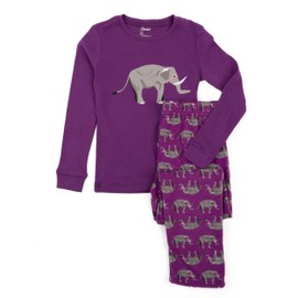 Leveret Kids & Toddler Pajamas Boys Girls 2 Piece Pjs Set Cotton Top & Fleece Pants Sleepwear Size 12 Years, Elephant