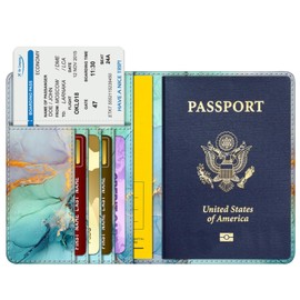 Fintie Passport Vaccination Certificate Protective Cover - Premium Faux Leather Passport Holder Travel Organiser with RFID Blocking for Credit Cards, ID, Travel Documents for Men and Women, W-emerald